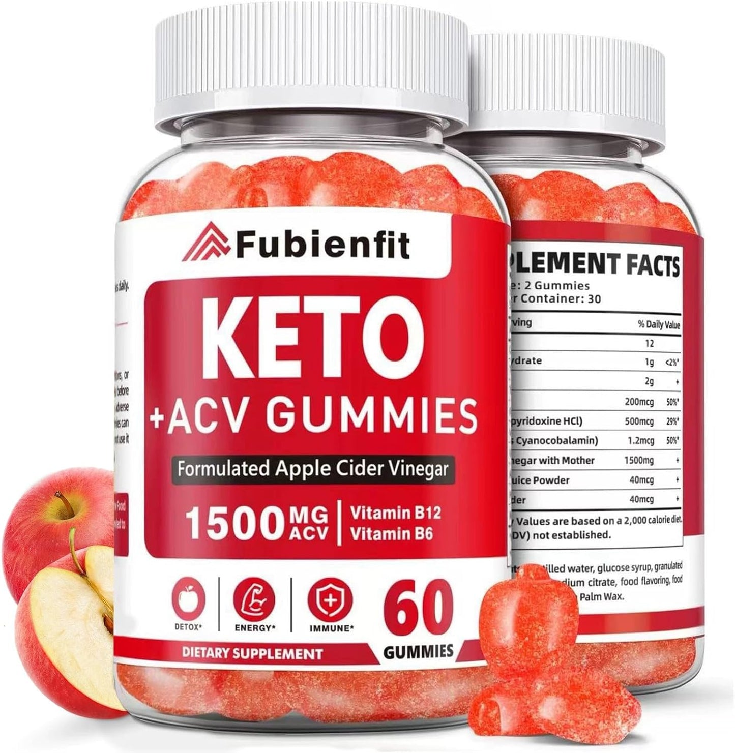 Apple Cider Vinegar Gummies with Mother – ACV Gummies with B Vitamins, Pomegranate & Beet Root – Daily Wellness & Digestive Balance – Vegan, Sugar-Free Supplement, 60 Ct