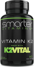 Smarter Vitamin K2 MK7 100mcg, Made with K2VITAL and Kale, 60 Liquid Softgels