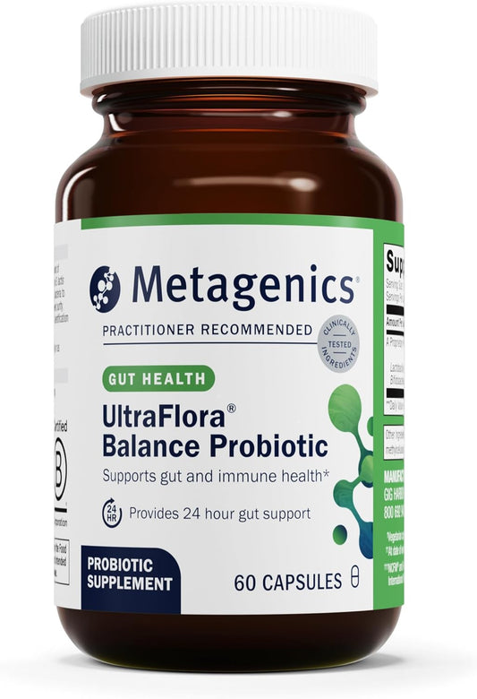 Metagenics UltraFlora Balance Probiotic - Daily Gut Health Supplement* - Offers Digestive & Immune System Support* - Vegetarian, Non-GMO & Gluten-Free - 60 Capsules