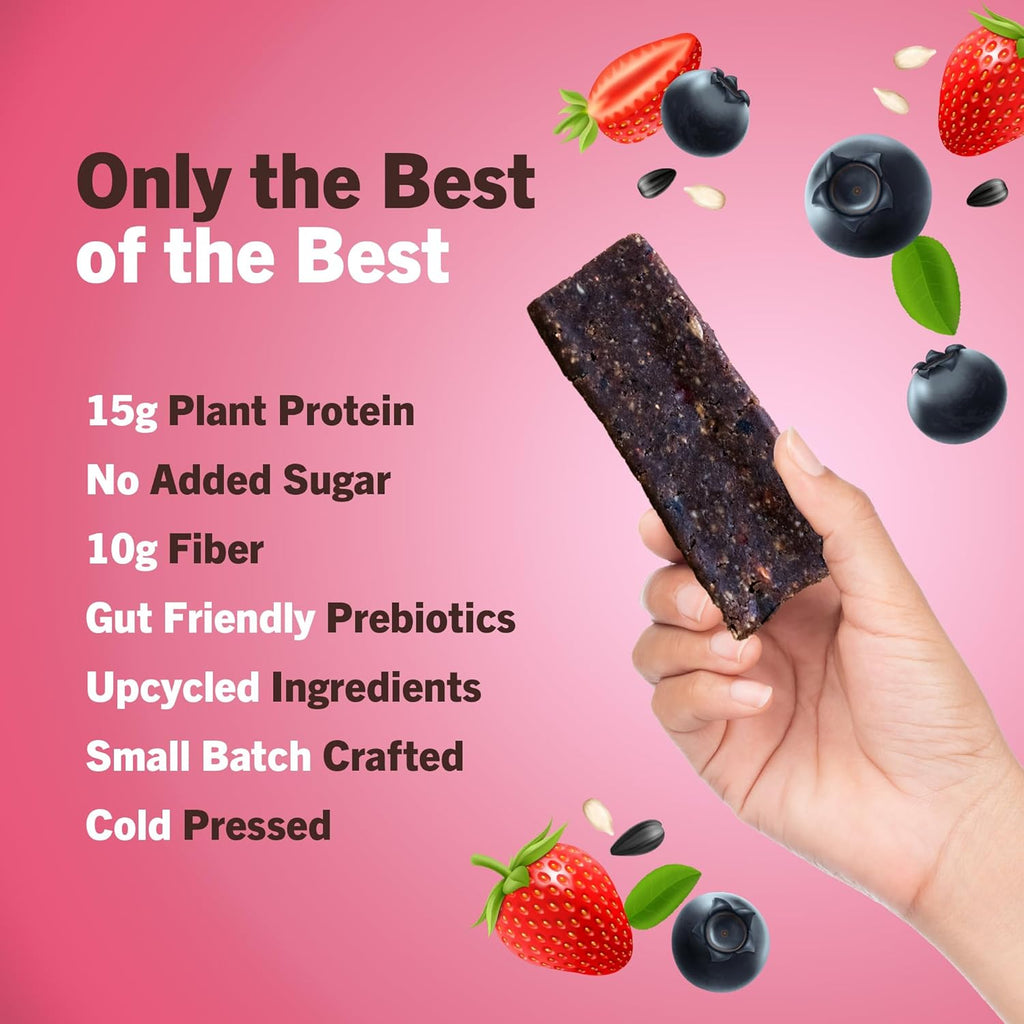 Amrita Nut Free Sunflower Butter & Jelly Vegan Protein Bars (12 Count) | 15g Plant-Based Protein Bar | Peanut Free, Gluten Free, and Dairy Free | Low Sugar, High Fiber, Healthy School-Safe Snacks