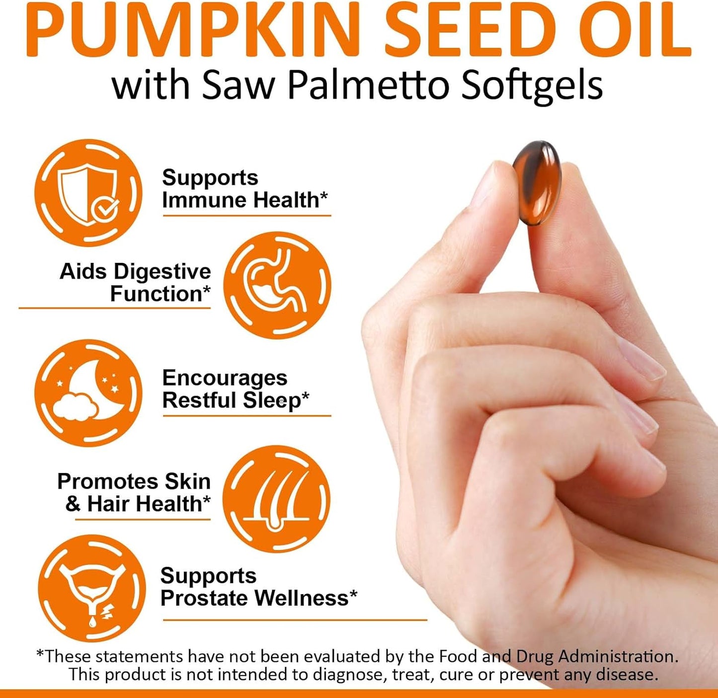 300PCS Pumpkin Seed Oil Capsules,2 in 1 Pumpkin Seed Oil with Saw Palmetto for Hair Growth, Skin Supplement, Support Prostate,Cold Pressed, Heart, | Non-GMO | Gluten Free