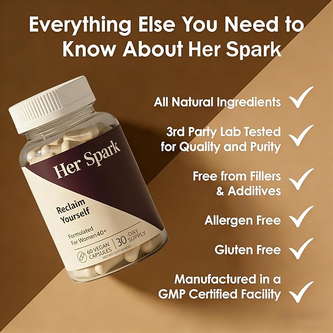 Her Spark Women's Recovery Capsules，Balance Hormones, Increase Sensitivity - Ingredients for Women's Health - 3rd Party Tested Supplement - 60 Capsules