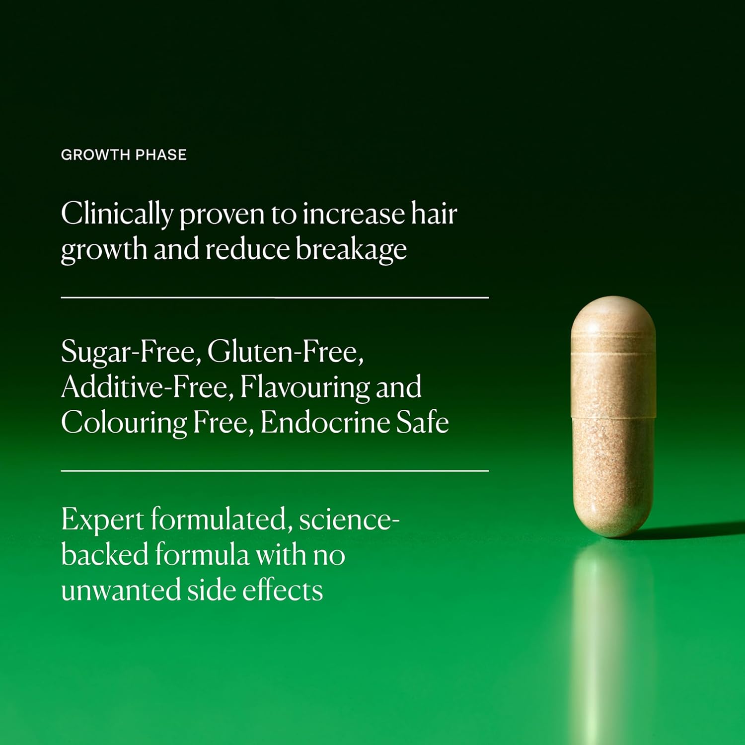 The Nue Co. Growth Phase Supplement, Supports Hair Growth, Reduces Breakage, Thicker & Fuller Hair, Contains Vitamins, Reishsi Mushrooms, Proteins & Adaptogens, Vegan, Gluten Free, 90 Capsules