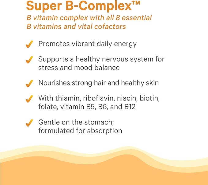 PURE SYNERGY Super B-Complex | Vitamin B Complex Made with Organic Whole Foods | Vegan Supplement with Natural Vitamin B12, Niacin, and Folate | for Energy, Focus and Mood Support (60 Tablets)