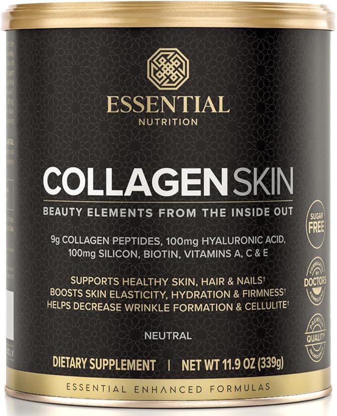 Essential Nutrition Collagen Skin - Hydrolyzed Collagen Peptides, with Biotin, Hyaluronic Acid, Silicon & Vitamin C - Hair, Skin & Nails - Neutral Flavor - 11.9 oz (30 Servings)