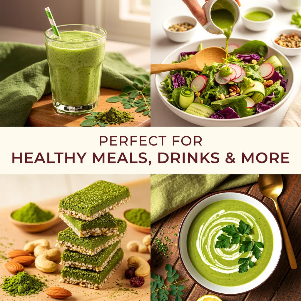 Gya Tea Co Moringa Powder 1.1lb (17.64 Oz) – 100% Pure & Tasty Moringa Oleifera Leaf Powder – Superfood for Smoothies, Drinks, Tea, Recipes – Great For Overall Wellness – Non GMO, Gluten Free, Vegan