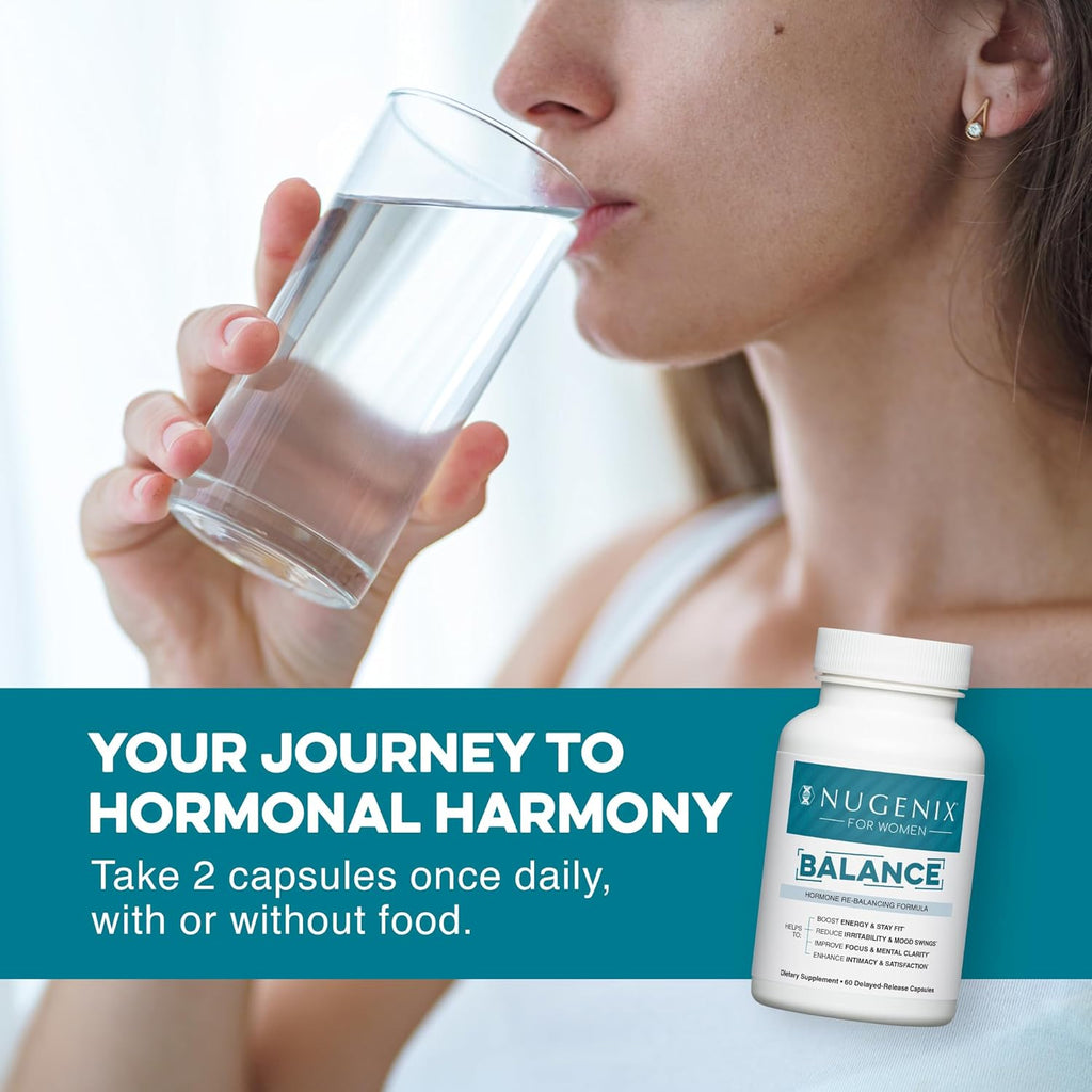 Nugenix for Women Balance - Hormone Balance for Women, Boost Energy, Improve Focus & Mental Clarity, Restore Hormonal Balance, Menopause, Ashwagandha KSM-66, Turmeric, Vitamin D, DIM, 60 Count