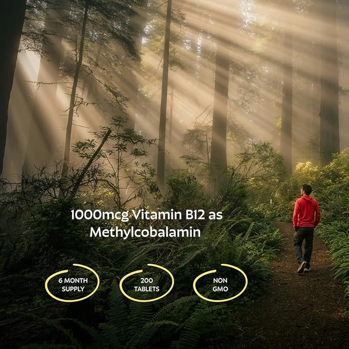 Earth's Splendor Vitamin B12 Methylcobalamin, Energy Support, Metabolism Support, 1000mcg Tablets, 200 Tablets