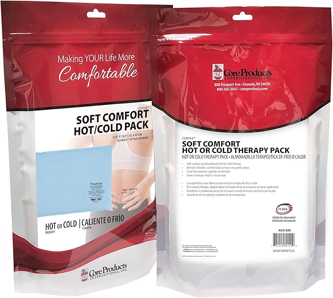 Core Products Soft Comfort CorPak – Reusable Hot & Cold Therapy Pack, Ice Pack for Injuries, No-Frost Compress for Muscle, Back & Joint Pain Relief – 12.5" x 18.5", Made in USA
