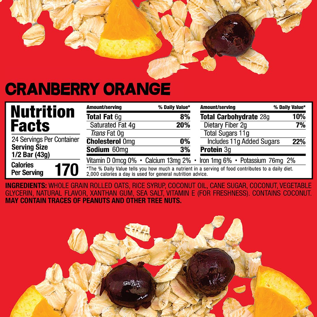 Bobo's Cranberry Orange Oat Bars, Gluten Free, Non-GMO, Whole Grain Oats, Pack of 12 | Snack Bars | On-the-Go | Made with Simple Ingredients