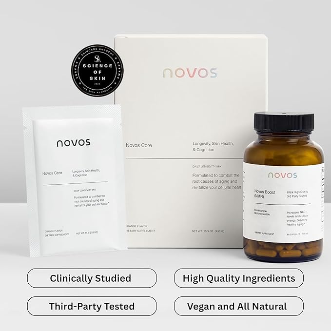 Novos Boost NMN - Contains 250 mg of High-Purity NMN, 60 Capsules, Supports Cellular Repair and DNA Protection, Boosts NAD+