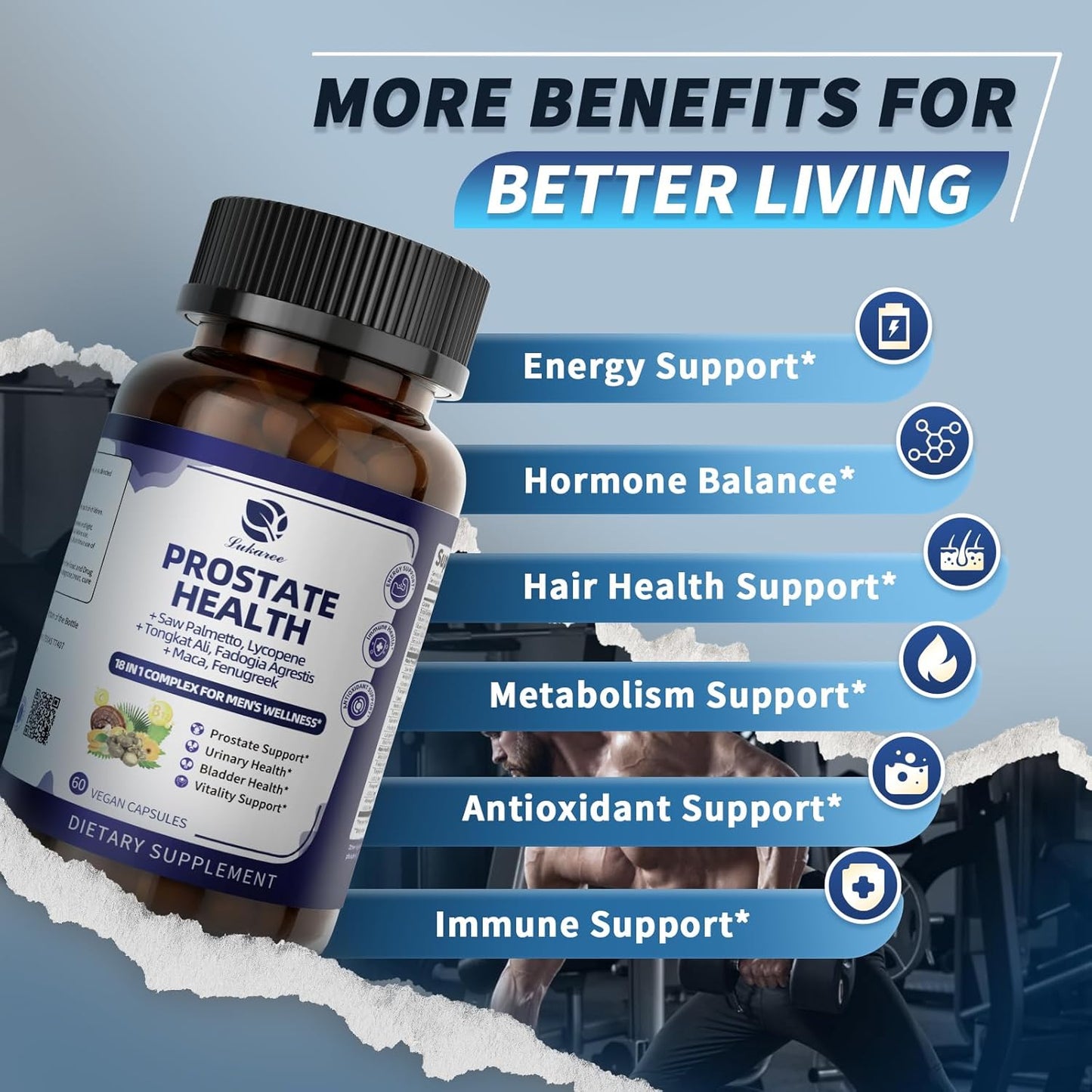 Prostate Health Supplements for Men - 18 in 1 Saw Palmetto with Pumpkin Seed & Nettle - Advanced DHT Blocker - Urinary Tract Health Support - Enhanced with Ashwagandha, Reishi, 2 Pack