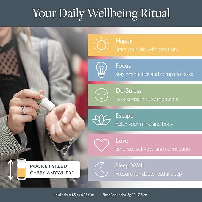 Scentered Aromatherapy Gift Set, Roll On Essential Oil Balms for Sleep, Stress-Relief, Focus, Mood Boost, Calm & Emotional Balance - Relaxing Gifts for Women - Daily Ritual