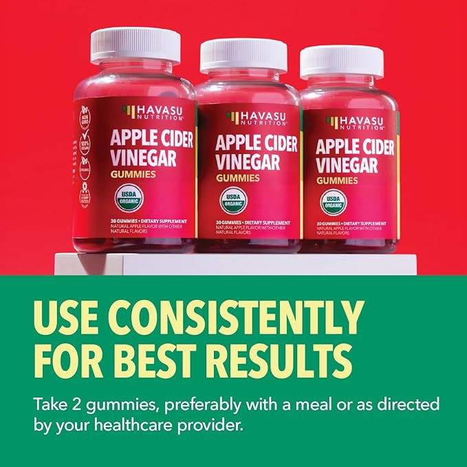 Apple Cider Vinegar Gummies - Organic ACV Vitamins for Digestive Health, Metabolism & Gut Support - 30 Count - Vegan, Non-GMO, Gluten-Free - Delicious Flavor & No Harsh Taste - 15 Day Supply