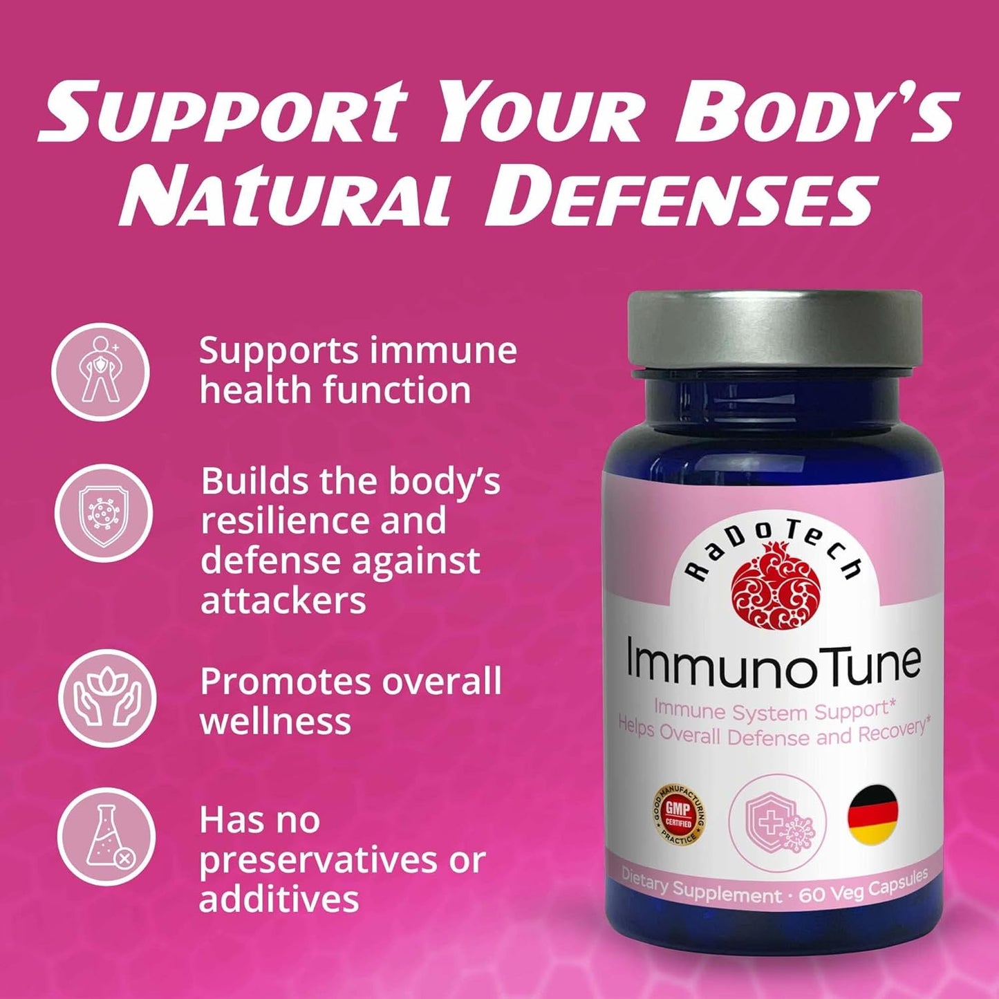 ImmunoTune Immune Support Booster, Immune Support Supplement for Bodily Resistance and Defense, All-Natural Formula to Fortify Immune Health and Overall Wellness (60 Count (Pack of 3))