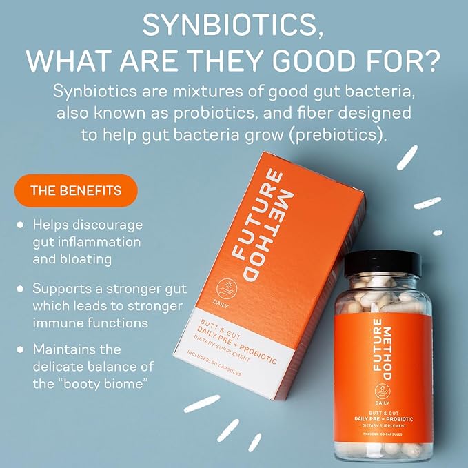 FUTURE METHOD Synbiotic Prebiotics for Men & Women - Probiotics & Prebiotic Supplement for Digestion, Immunity & Regularity (60ct)