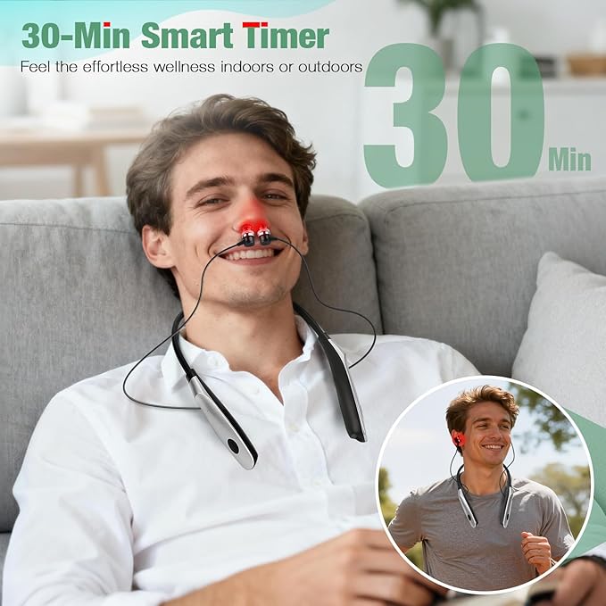 Upgraded 2-in-1 Red Light Wellness Device for Nose & Ear – 650nm LED Wearable with Red Light Therapy,Auto Timer, Supports Rechargeable,Ear Comfort,Daily Care