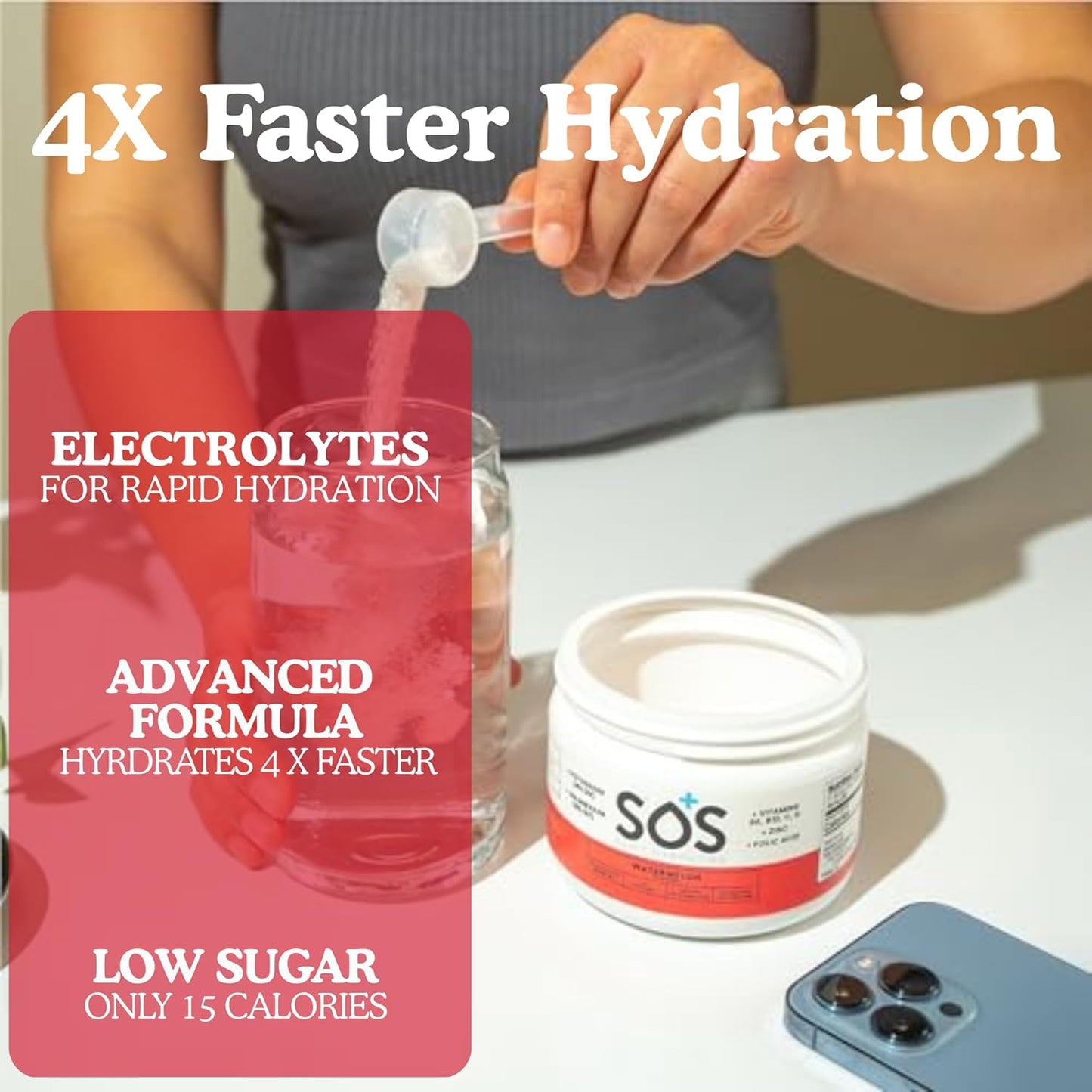 SOS Hydration ORS Electrolyte Powder Stick Packs | Oral Rehydration Solution | Low Sugar | Rapid Rehydration | Made in USA | Keto | Watermelon | 31 Servings