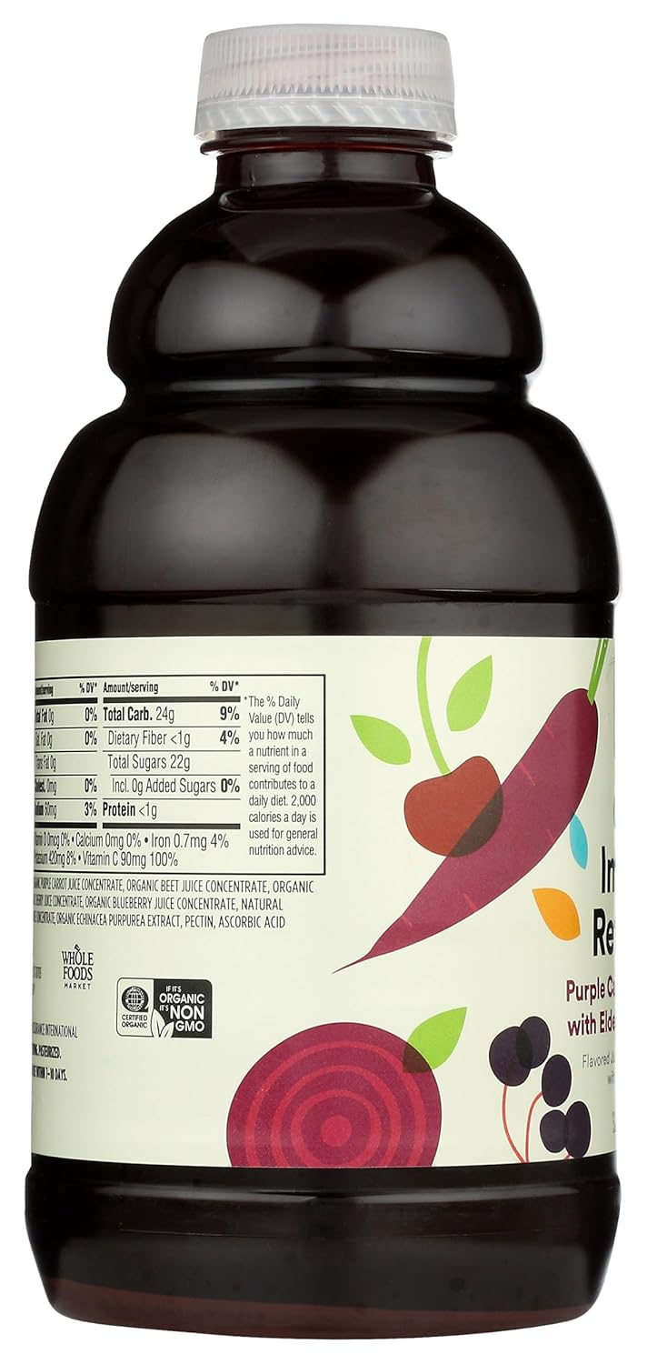 365 by Whole Foods Market, Organic Immune Refresher Purple Carrot, Beet & Cherry with Elderberry & Echinacea Juice Blend, 32 fl oz