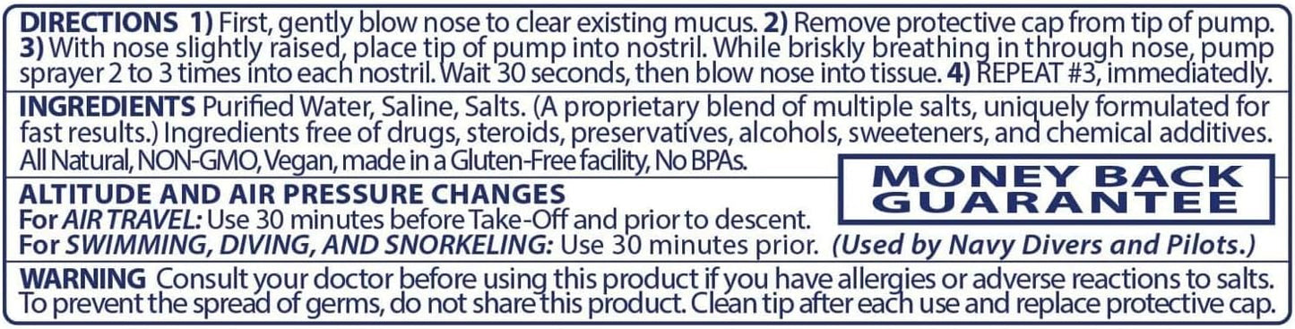 Pressureze Preservative-Free Sterile Nasal Spray for Children - for Sinus and Ear Relief - Open Blocked Ear Canals - Kids Fast Congestion Relief Nasal Spray, 245 Sprays - 34 ml (Pack of 1)