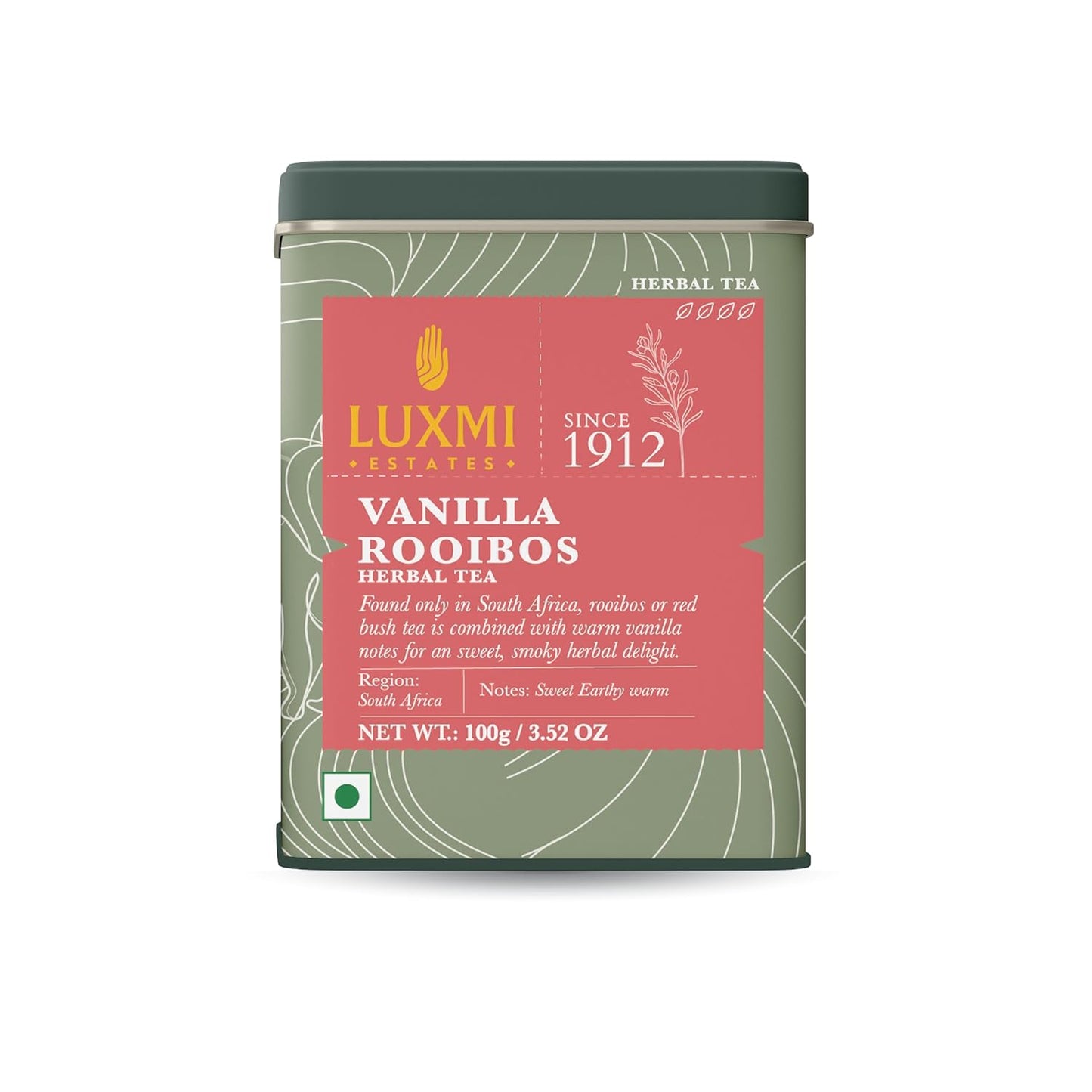 Luxmi Estates - Rooibos Vanilla - Organic Rooibos Tea with Natural Vanilla Extract - Loose Leaf - 100g (50 Cups)| Limited Fall Tea, Calming and Relaxing