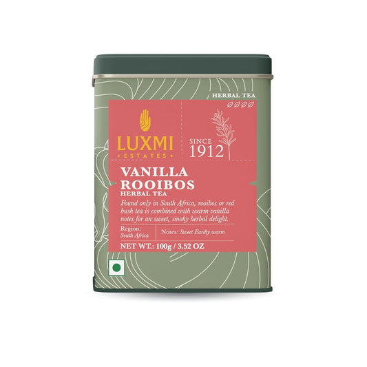 Luxmi Estates - Rooibos Vanilla - Organic Rooibos Tea with Natural Vanilla Extract - Loose Leaf - 100g (50 Cups)| Limited Fall Tea, Calming and Relaxing