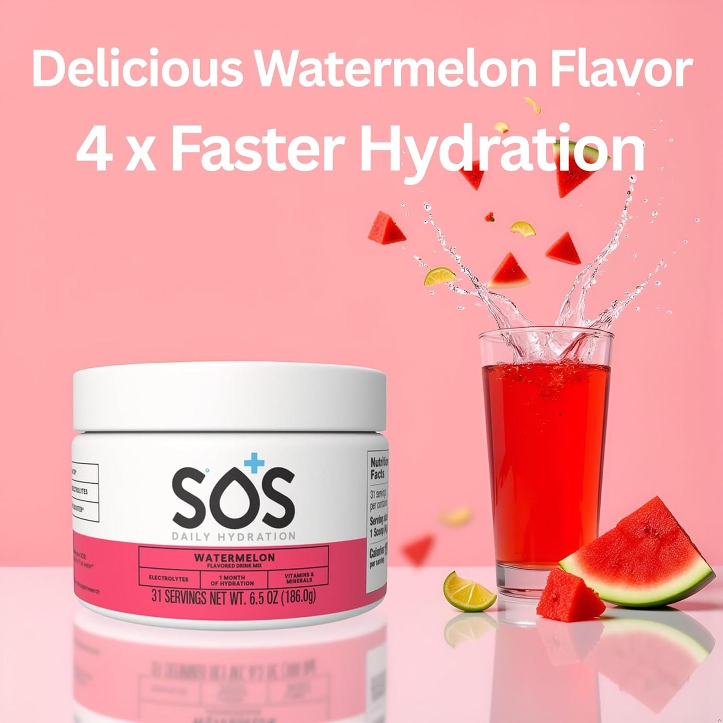 SOS Hydration ORS Electrolyte Powder Stick Packs | Oral Rehydration Solution | Low Sugar | Rapid Rehydration | Made in USA | Keto | Watermelon | 31 Servings