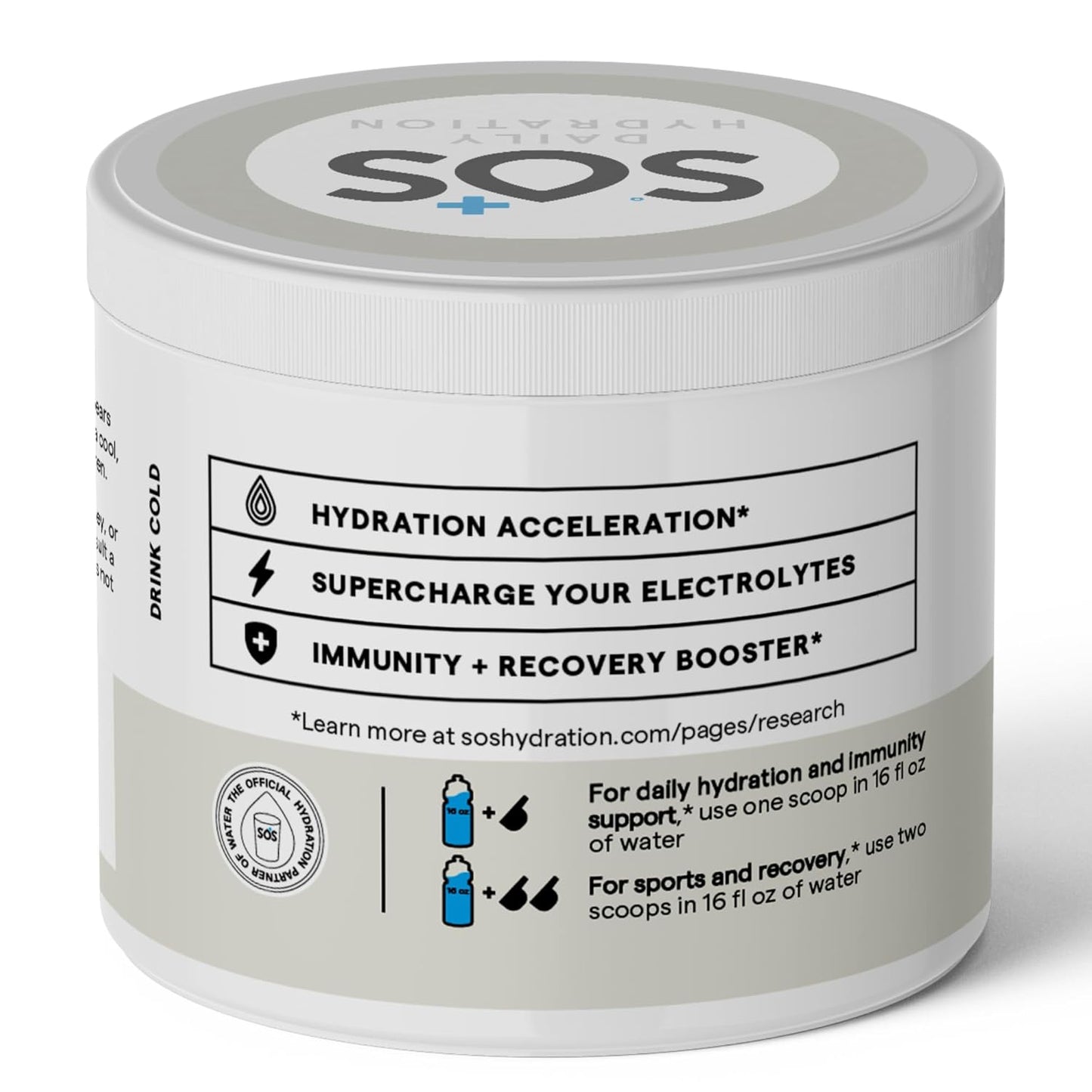 SOS Hydration Electrolyte Powder Drink Mix – Coconut, 31 Servings | Low Sugar Electrolytes, 15 Cal | Keto Hydration Powder for Rapid Rehydration