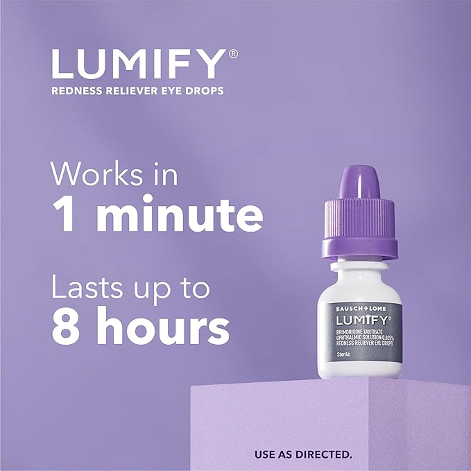 LUMIFY Eye Drops for Red Eyes, Redness Reliever for Brighter Looking Eyes, Works in 1 Minute & Lasts Up to 8 Hours, Eye Drops, 0.25 Fl Oz (7.5mL)