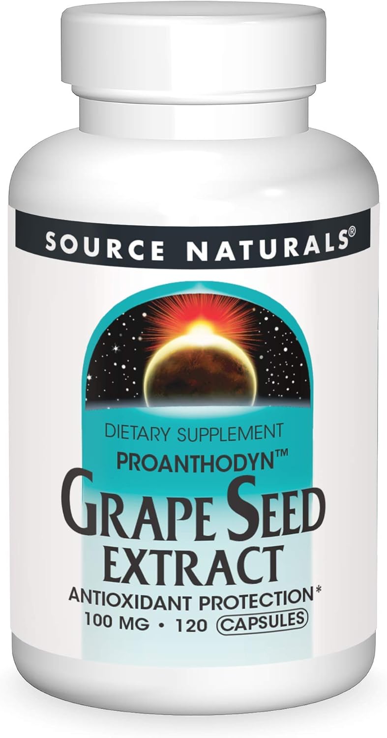 Source Naturals Grape Seed Extract, Proanthodyn 100 mg Antioxidant Protection & Supports Healthy Aging Brain - 120 Capsules