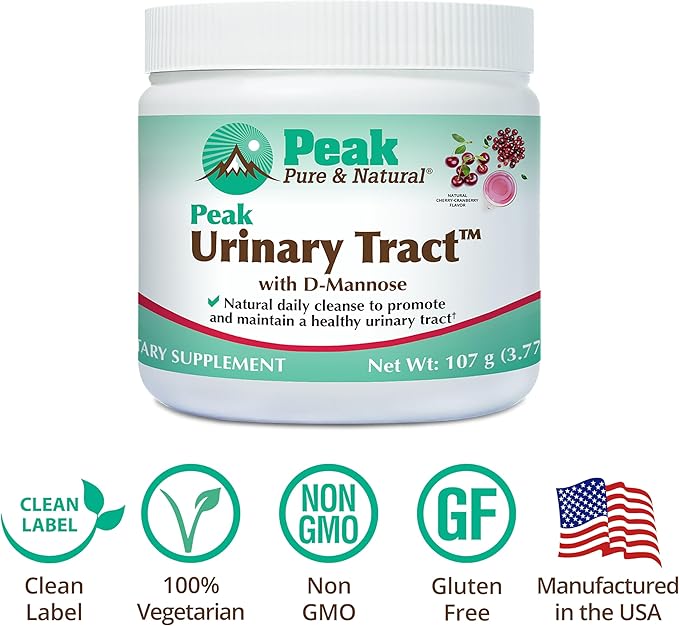 Peak Urinary Tract Supplement Powder - Cranberry and D-Mannose Powder with Juniper Berries and Probiotics for Urinary Tract Health, Ph Balance, UTI Defense - Vegan, Gluten Free (30 Day Supply)