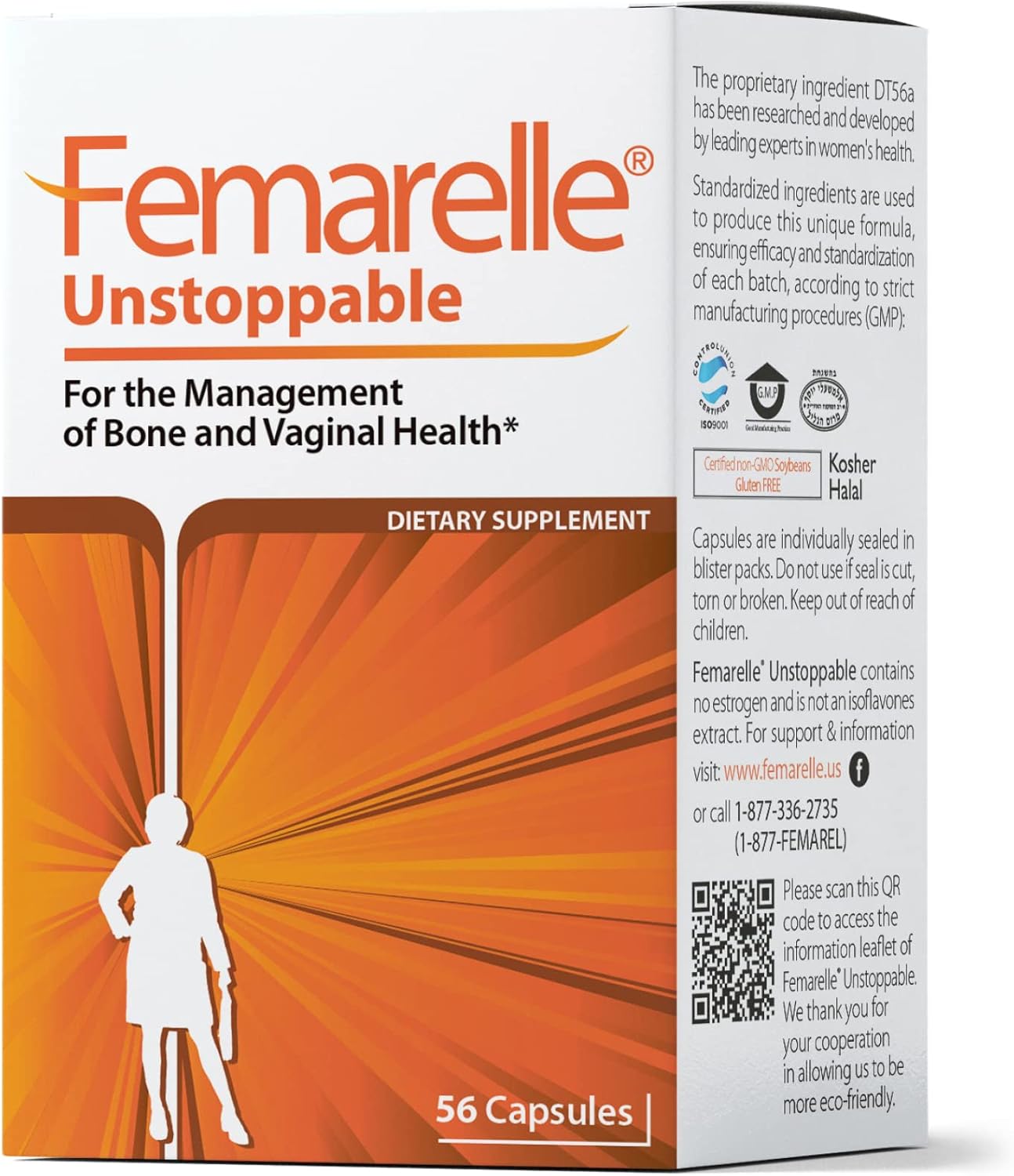 Femarelle® Unstoppable –Dietary Supplement for Women – Supporting Bone, Muscles and Joints & Vaginal Health – 56 Capsules – Non-Hormonal – Clinically Studied