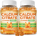 Calcium Citrate Gummies - 1200mg Calcium Gummies Supplements for Women & Men with Vitamin D3, K2, Magnesium, Zinc High Absorption for Bone, Muscle & Immune Support, Orange Flavor, 120 Count