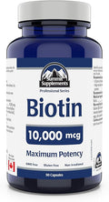 Summit Supplements - Biotin 10,000 mcg, 90 Capsules - Maximum Potency - Promotes Healthy Hair, Skin and Nails - Helps to Maintain and Support The Body's Ability to Metabolize Nutrients