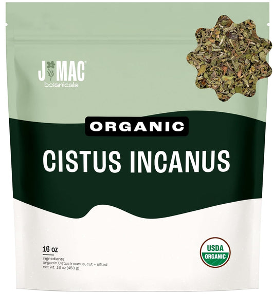 J Mac Botanicals Organic Cistus Incanus tea, also known as Rock Rose or Shepherd's Tea