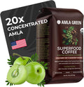 Amla Green Organic Ground Superfood Coffee, Medium Roast Gourmet Coffee with Antioxidant Rich Indian Gooseberry, 100% Arabica Specialty Coffee, 16 Oz