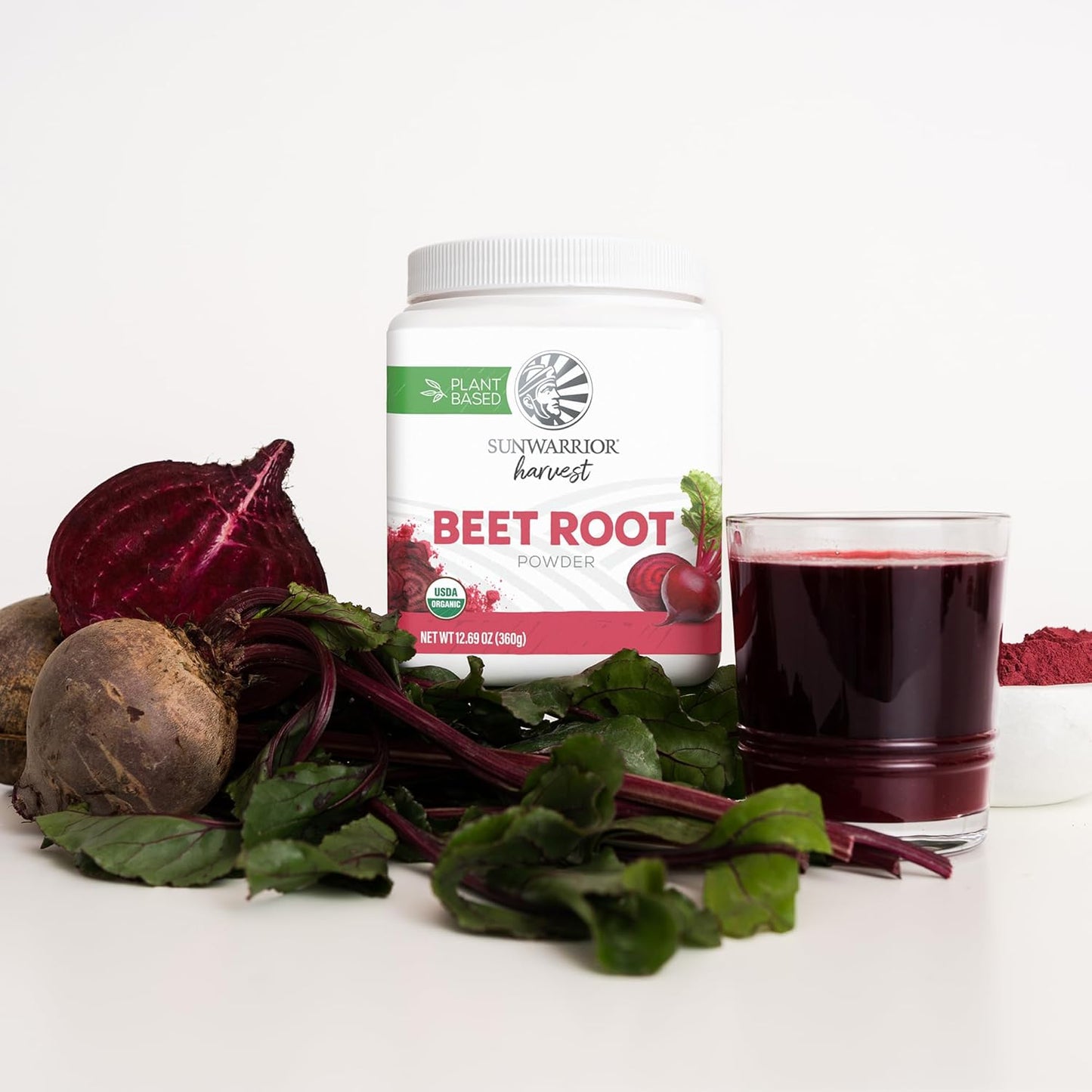 Sunwarrior Beet Root Powder Nitric Oxide Increase Stamina Blood and Flow Circulation Natural Non-GMO Keto Vegan Superfood for Smoothies Acai Pudding Baking 360g sq tub (90 Servings) Organic Harvest
