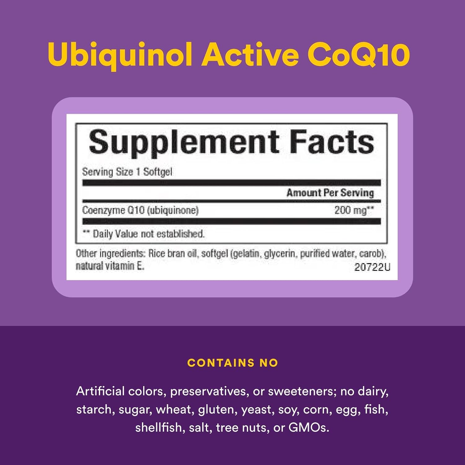 Natural Factors Coenzyme Q10 200 mg, Natural Coenzyme Q10 Supplement for Energy, Heart and Cognitive Support, 30 Softgels