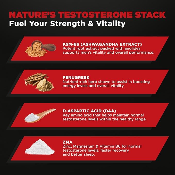 Leading Edge Health Testosil - Testosterone Supplement for Men – 120 Testosterone Booster Capsules with Ashwagandha (KSM 66), & Fenugreek – for Energy, Muscle Health & Vitality Support