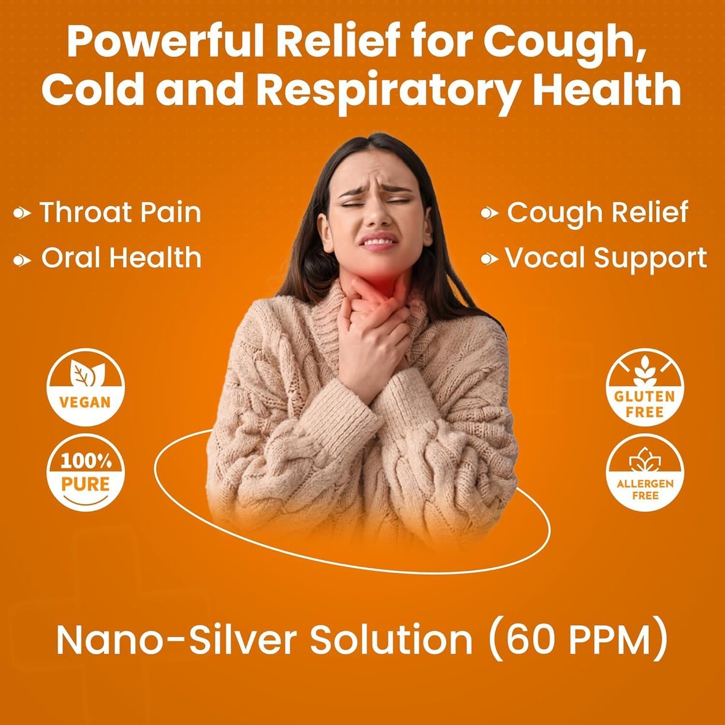 OPTIVIDA Health Colloidal Silver Lozenges with Honey & Lemon Oil (1 Pack) - Soothing Sore Throat Lozenges for Adults with Cough Relief & Fast-Acting Nano Silver Formula for Immune Support, 60 Ppm