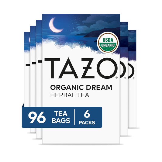 TAZO Organic DREAM Herbal Tea Bags, Caffeine-Free Bedtime Tea, Relaxing Chamomile and Lavender Blend, 96 Total Tea Bags (16ct - Pack of 6)