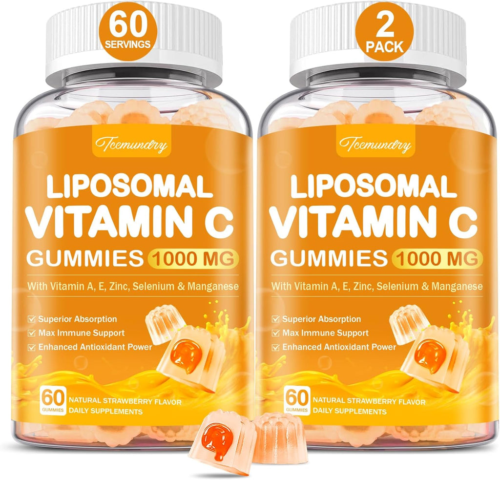 Liposomal Vitamin C Gummies 1000mg for Adults: Vitamin C Chewable Gummy with Zinc, Elderberry, Vitamins A & E