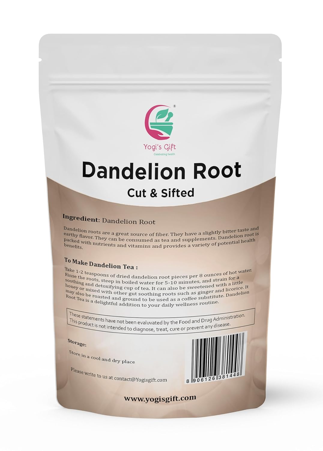 Dandelion Root 1 LB | Cut and Sifted Loose Root | by Yogi's Gift®