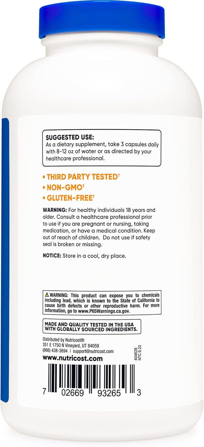 Nutricost Psyllium Husk 1500mg; 500 Capsules (2 Bottles)