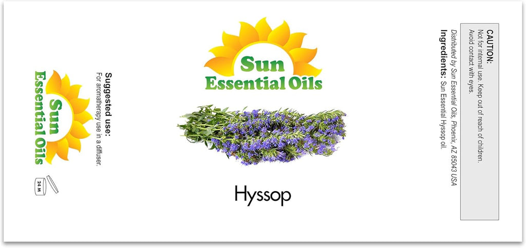 Sun Essential Oils - Hyssop Essential Oil 16oz for Aromatherapy, Diffuser, Soothing, Relaxation