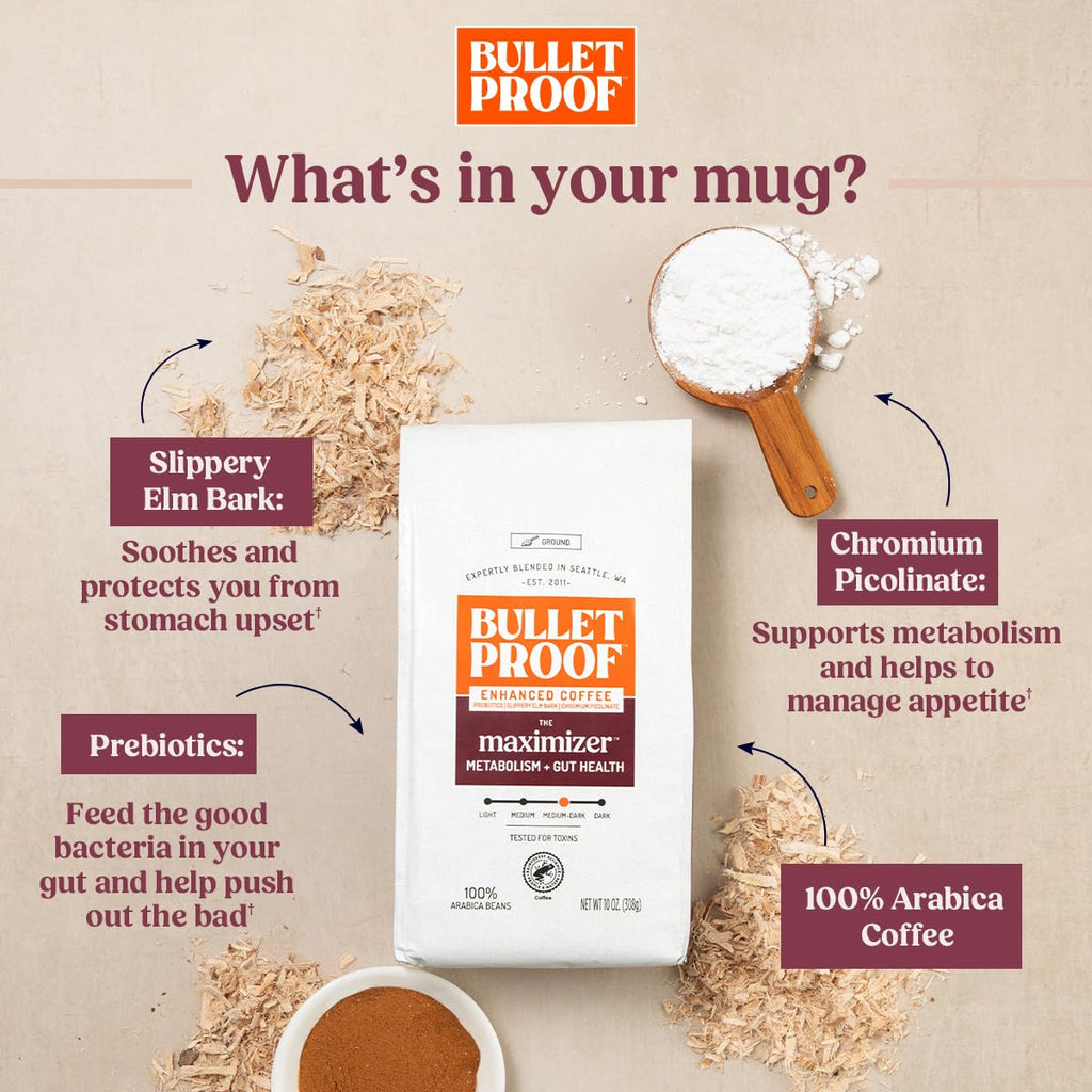 Bulletproof The Maximizer Single-Serve Coffee Pods, 10 Count, Clean Coffee with Prebiotics, Metabolism and Gut Health Support, Packaging May Vary