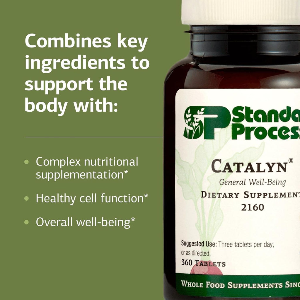 Standard Process Inc. Catalyn - Whole-Food Based Foundational Support for General Wellbeing with Vitamins D, C, A & B6, Thiamine, Riboflavin, Magnesium Citrate - 360 Tablets
