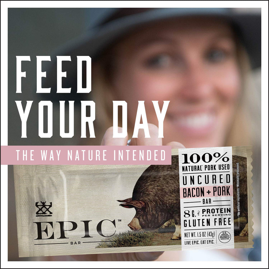 EPIC Uncured Bacon Protein Bars, Paleo Friendly, 12 ct, 1.5 oz Bars