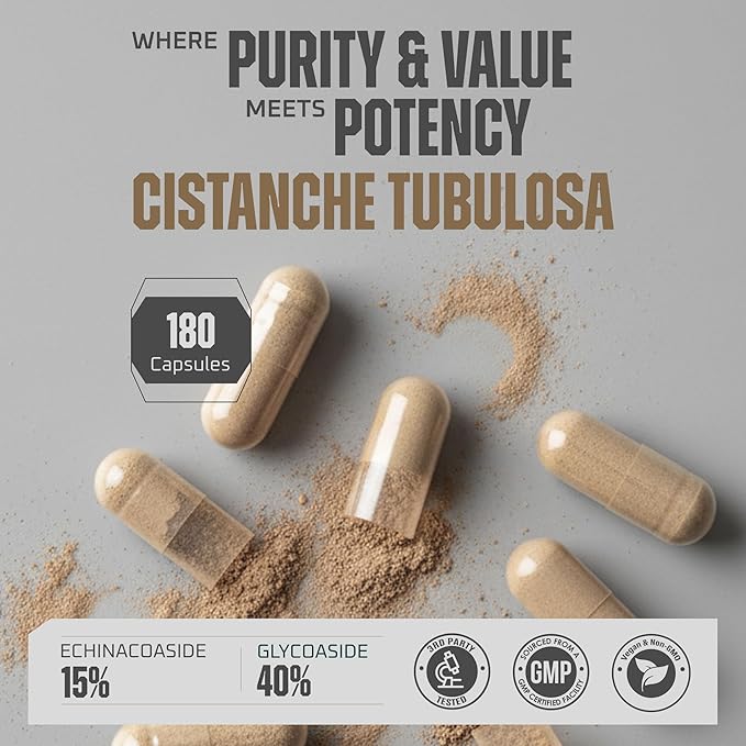 Earth Elixir Cistanche Supplement for Men & Women – Potent Cistanche Tubulosa Extract Capsules for Daily Vitality, Strength & Performance Support – Made in USA, 3rd Party Tested & 3 Month Supply