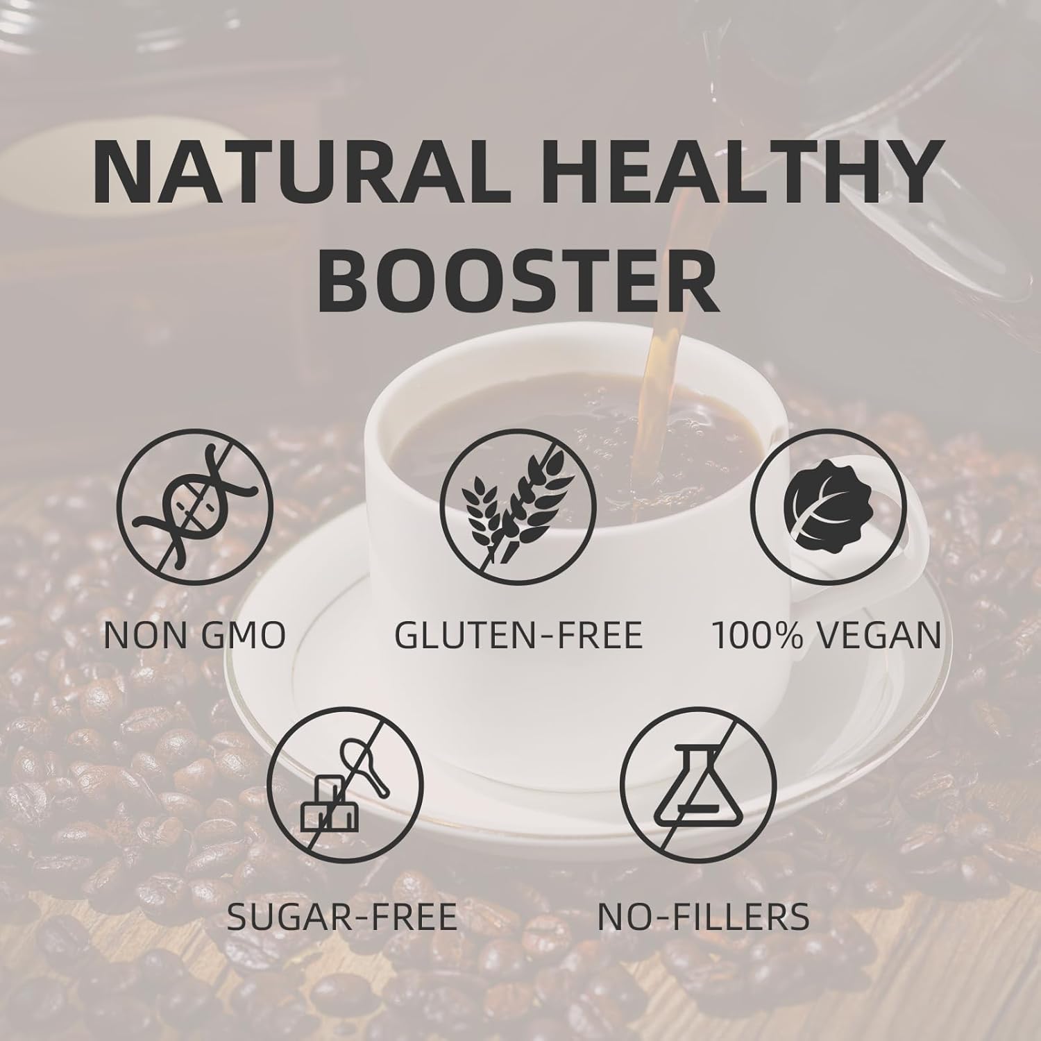 GANOHERB Reishi Mushroom Coffee Mix, Organic Instant Ganoderma Cafe with 100% Natural Ganoderma Lucidum Lingzhi Black Coffee for Stress Relief Better Focus Immune Support, Mix Flavor No Sugar 25 Bag